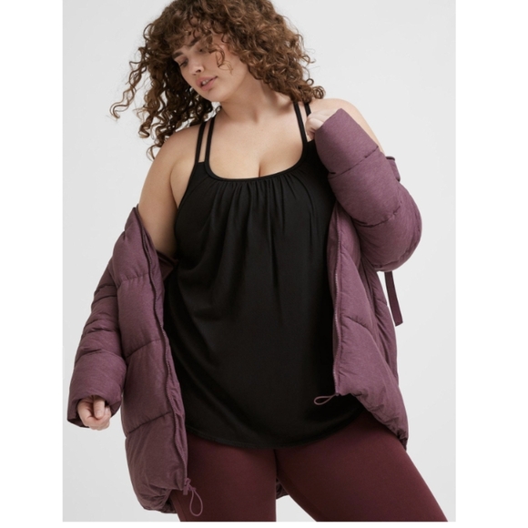 Torrid Performance cotton Scoop Neck Active Tank With Bra Deep Black Size 3x. - Picture 9 of 16